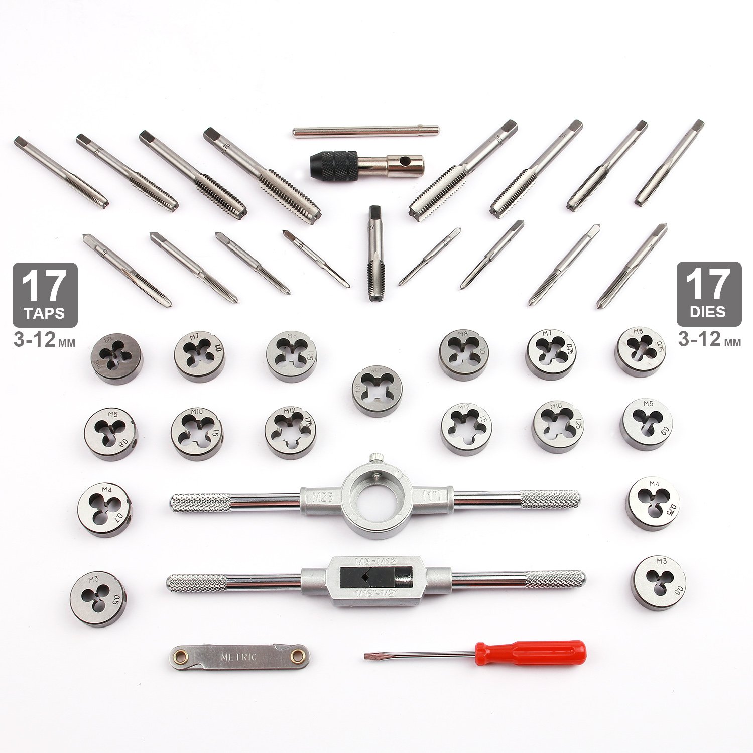EFFICERE 40-Piece Premium Tap and Die Set, Metric Screw Threads M3